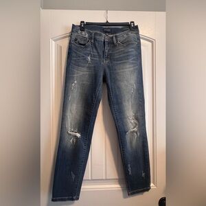 Judy Blue Distressed Skinny Jeans - Medium Blue Wash